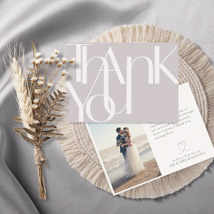 Minimalist Bold Photo Light Eggplant Thank You Card