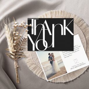 Minimalist Bold Photo White Black Thank You Card