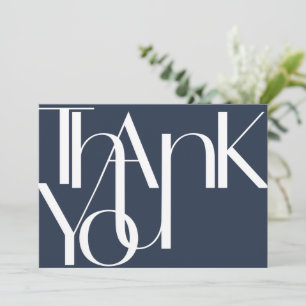 Minimalist Bold Photo White Navy Thank You Card