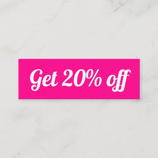 Minimalist bold pink trendy discount card (Front)