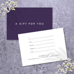 Minimalist Bold Purple Customer Gift Certificate