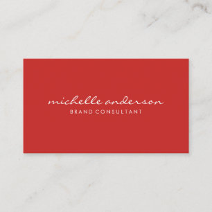 Minimalist Bold Red Cursive Text Business Card