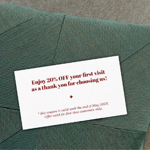 Minimalist Bold Red White Salon Coupon