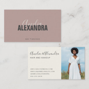Minimalist Bold Script Boho Chic Mauve Photo  Business Card