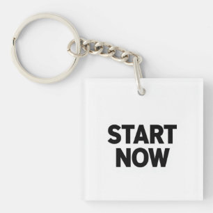 Minimalist bold start now text key ring