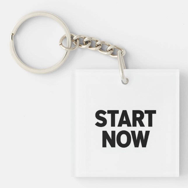 Minimalist bold start now text key ring (Front)
