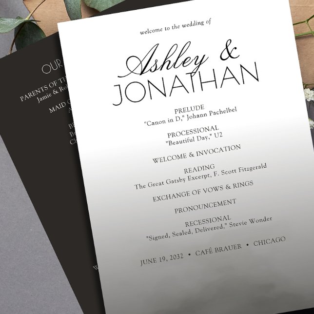 Minimalist Bold Text Highlights Wedding Program (Creator Uploaded)
