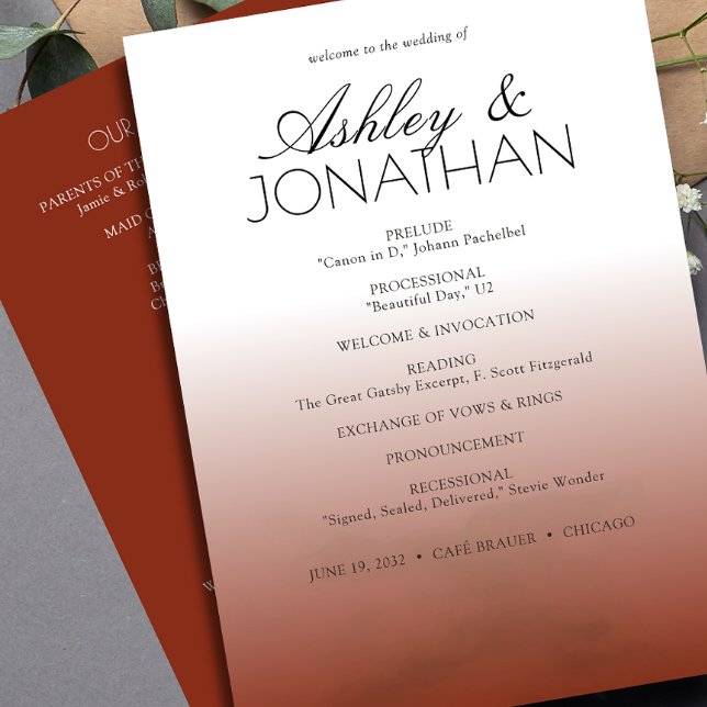 Minimalist Bold Text Highlights Wedding Program (Creator Uploaded)