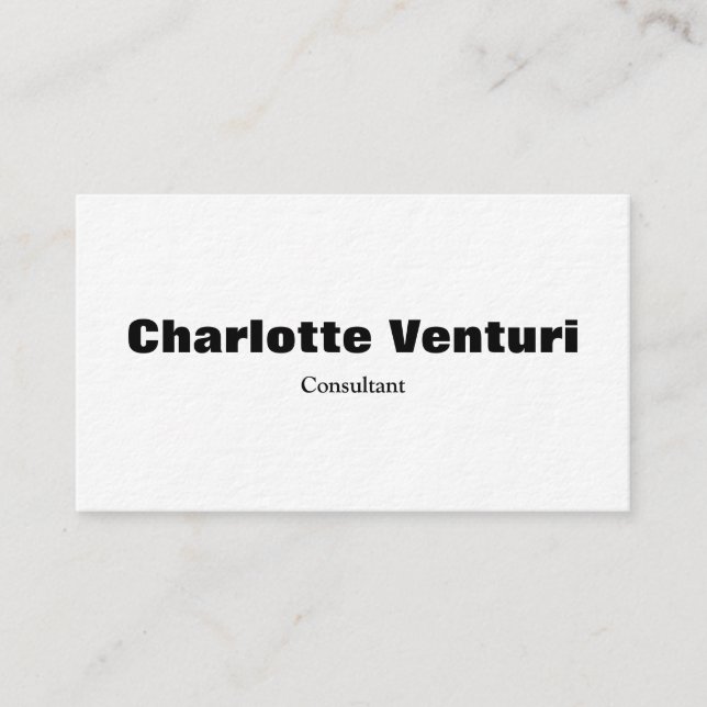 Minimalist Bold Text Professional Black White Business Card (Front)