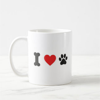 Minimalist Bone Heart Paw I Love My Dog Mug