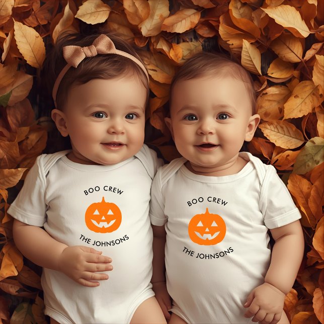 Minimalist Boo Crew Pumpkin – Personalised Baby Bodysuit (Creator Uploaded)