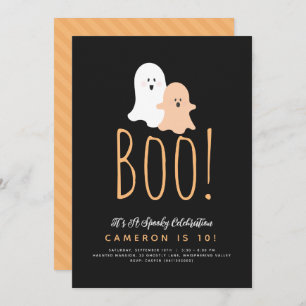 Minimalist Boo Cute Ghost Halloween Invitation 