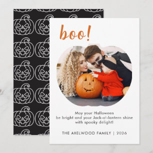 Minimalist Boo Typographic Family Halloween Holiday Card