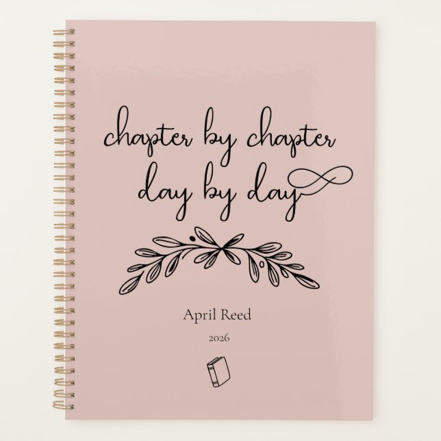 Minimalist Book Lovers quote Dusty Pink Planner (Front)