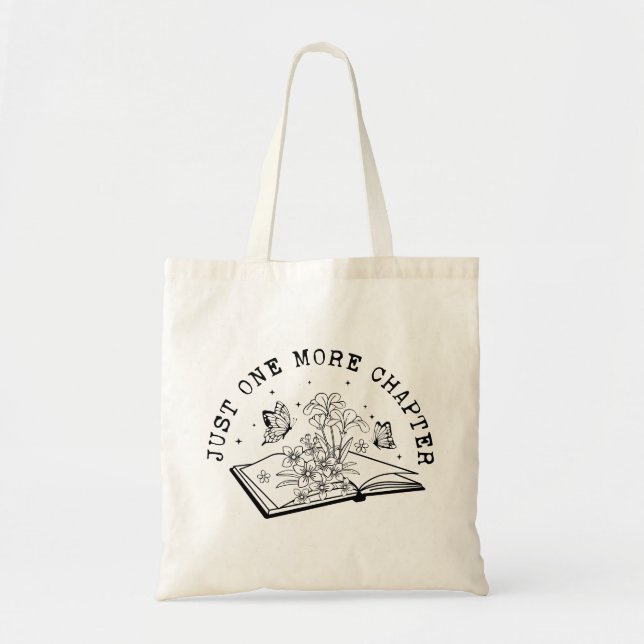 Minimalist Book Lovers Text, Books Stack & flowers Tote Bag (Front)