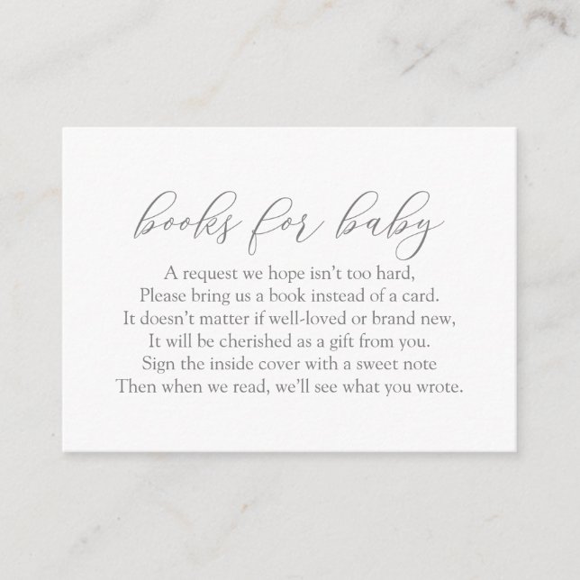 Minimalist Book Request Baby Shower Enclosure Card (Front)