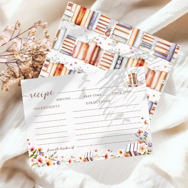 Minimalist Books & Butterfly Bridal Shower Recipe  Enclosure Card (Creator Uploaded)