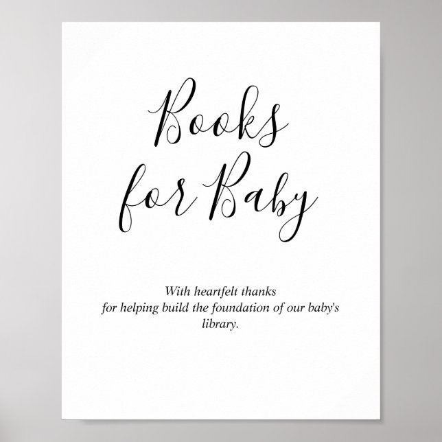 Minimalist Books for Baby Shower Sign (Front)