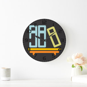 Minimalist Bookshelf Graphic Icon Large Clock