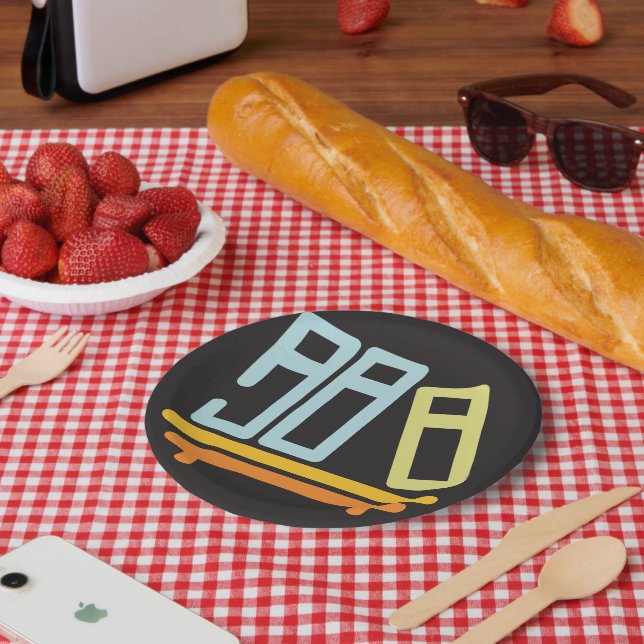 Minimalist Bookshelf Graphic Icon Paper Plate (Picnic)