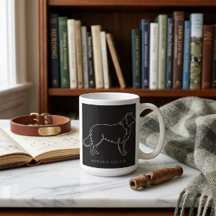 Minimalist Border Collie Line Art Dog Graphic Coffee Mug