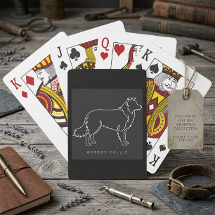 Minimalist Border Collie Line Art Dog Graphic Playing Cards