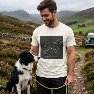 Minimalist Border Collie Line Art Dog Graphic T-Shirt