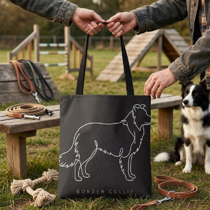 Minimalist Border Collie Line Art Dog Graphic  Tote Bag