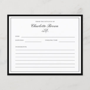 Minimalist Border Foliage Name Recipe Card