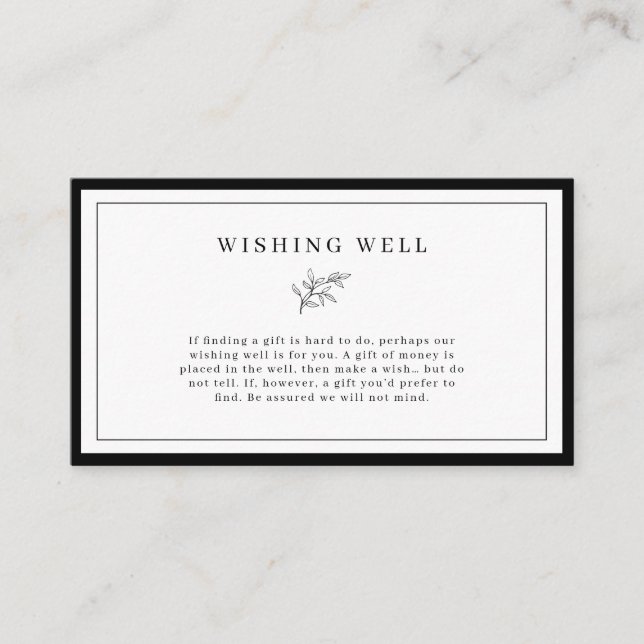 Minimalist Border Leaf Wishing Well Enclosure Card (Front)