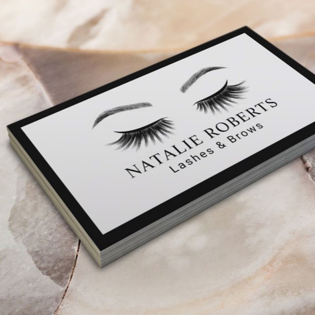 Minimalist Border Makeup Artist Lashes Brows Salon Business Card (Creator Uploaded)