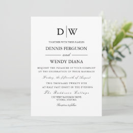 Minimalist Border Monogram Wedding Invitation