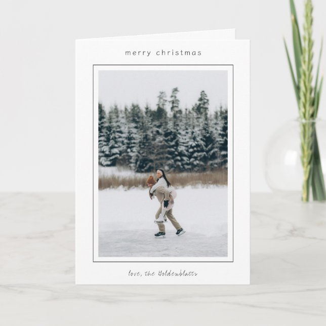 Minimalist Border Photo Modern Christmas Holiday Card (Front)