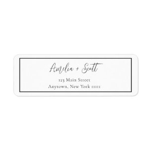 Minimalist Border Script Return Address Label