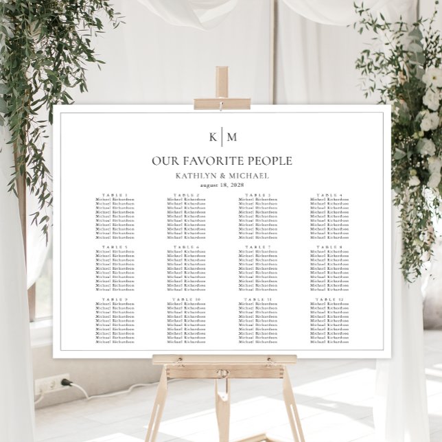 Minimalist Border Wedding 12 Table Seating Charts (Creator Uploaded)