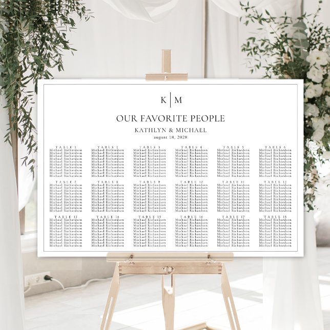 Minimalist Border Wedding 18 Table Seating Charts (Creator Uploaded)