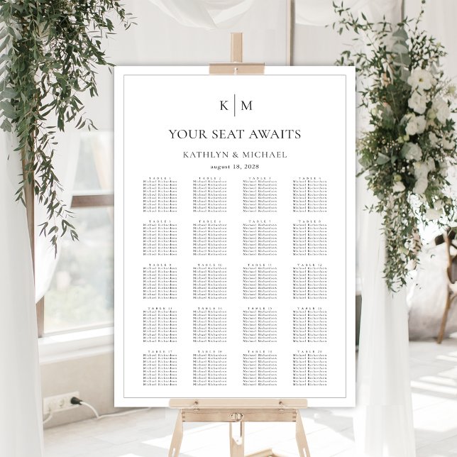 Minimalist Border Wedding 20 Table Seating Charts (Creator Uploaded)