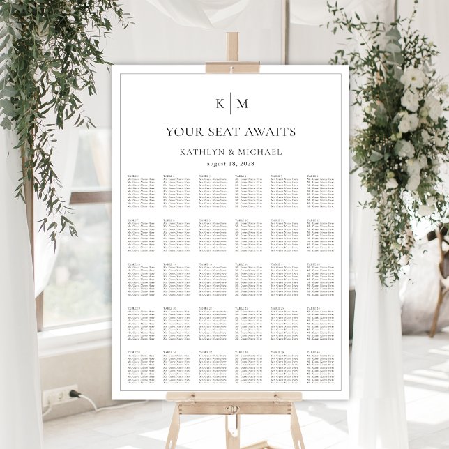 Minimalist Border Wedding 30 Table Seating Charts (Creator Uploaded)
