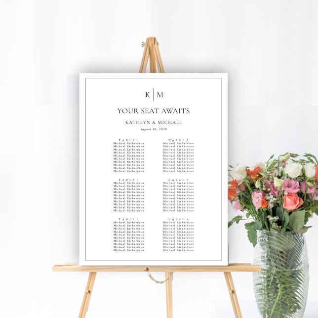 Minimalist Border Wedding 6 Table Seating Charts (Creator Uploaded)