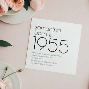 Minimalist Born in 1955 70th Birthday Party Invitation