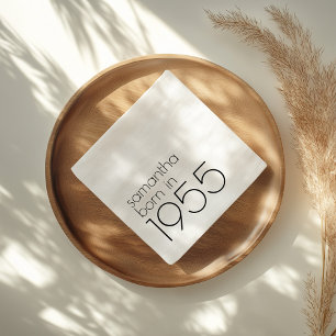 Minimalist Born in 1955 Black 70th Birthday Party Napkin