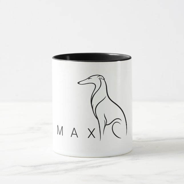 Minimalist Borzoi Art | One-Line Custom  Mug (Center)