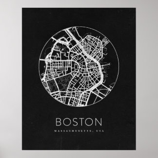 Minimalist Boston City Map Poster