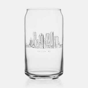 Minimalist Boston City Skyline Illustration Can Glass