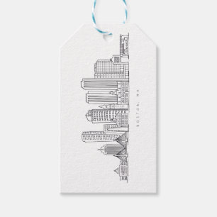 Minimalist Boston City Skyline Illustration Gift Tags