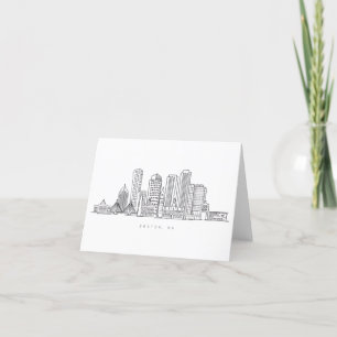 Minimalist Boston City Skyline Illustration Thank You Card