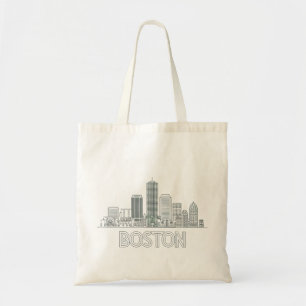Minimalist Boston Skyline Line Art City Gift Tote Bag