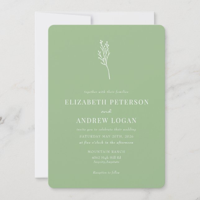 Minimalist Botanic Floral | Flower Chic Wedding Invitation (Front)
