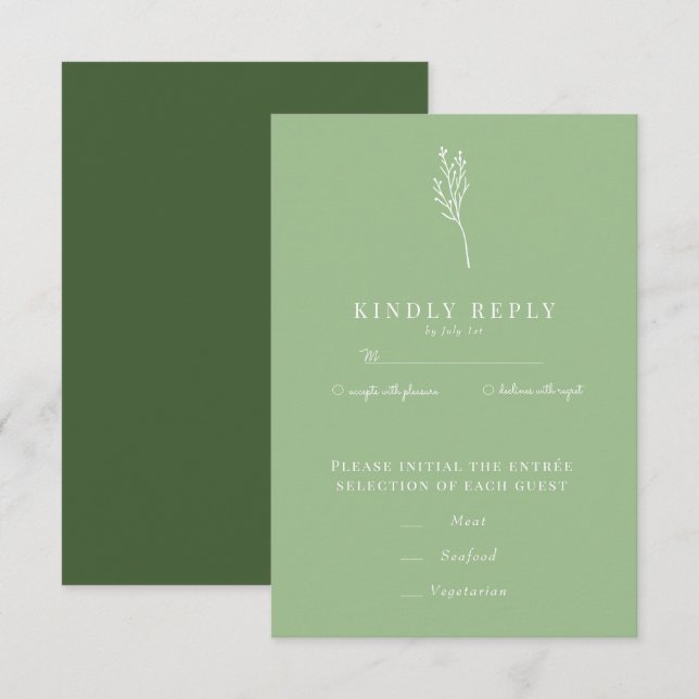 Minimalist Botanic Floral | Flower Chic Wedding RSVP Card (Front/Back)