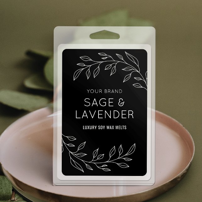 Minimalist Botanical 3x2" Waterproof Product Label (Modern greenery black and white rectangle product label - durable and waterproof)